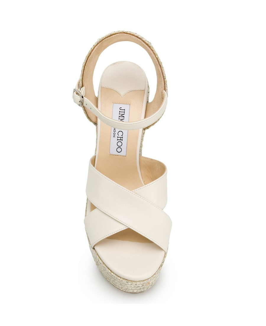Jimmy Choo Heel Wedge Sandals Cross Straps In Nude