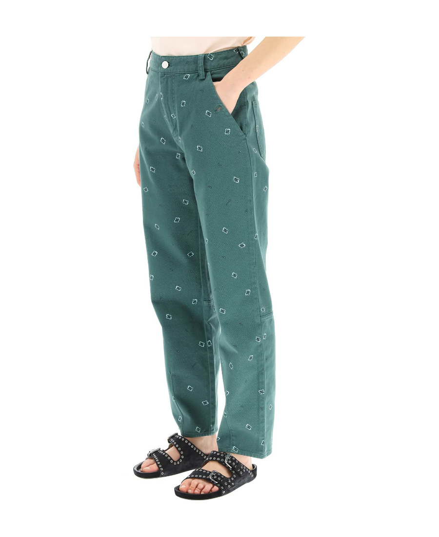 Kenzo Paisley-print Cropped Trousers In Green