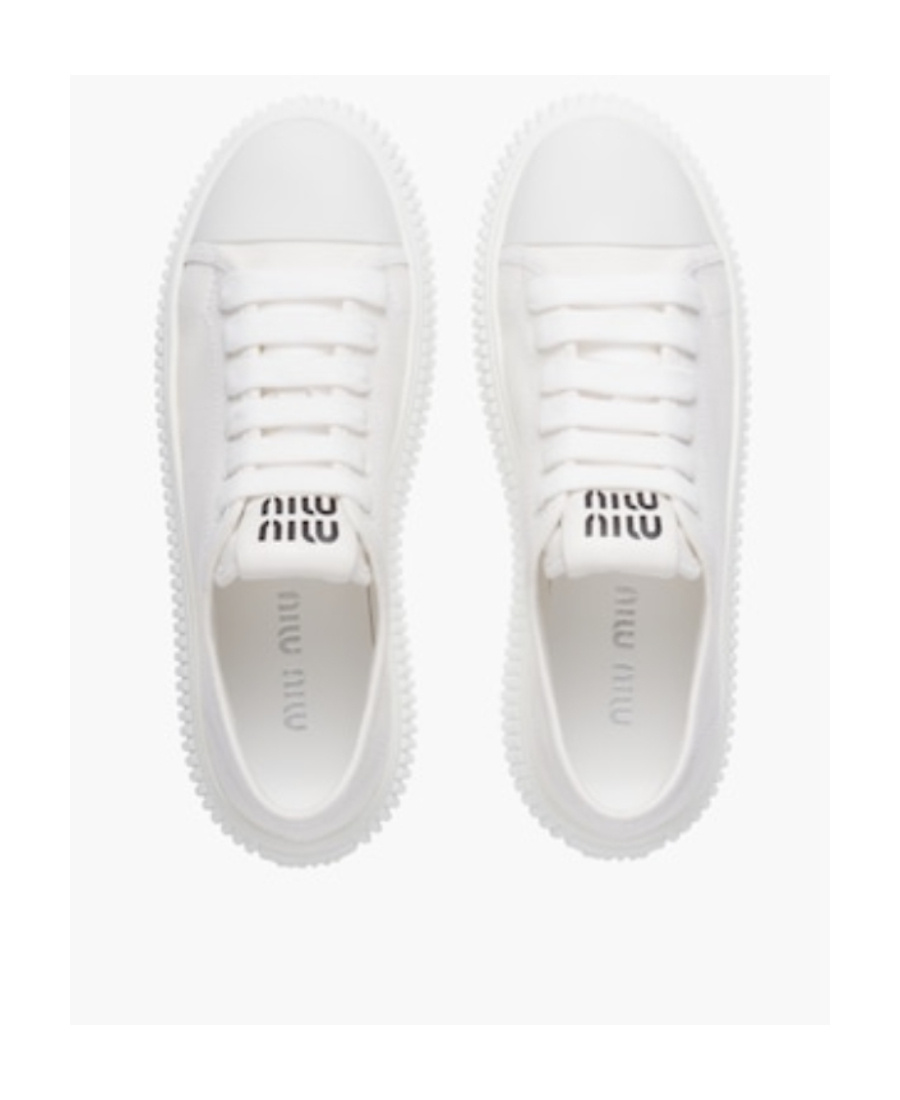 Miu Miu Denim Low-top Sneakers In White