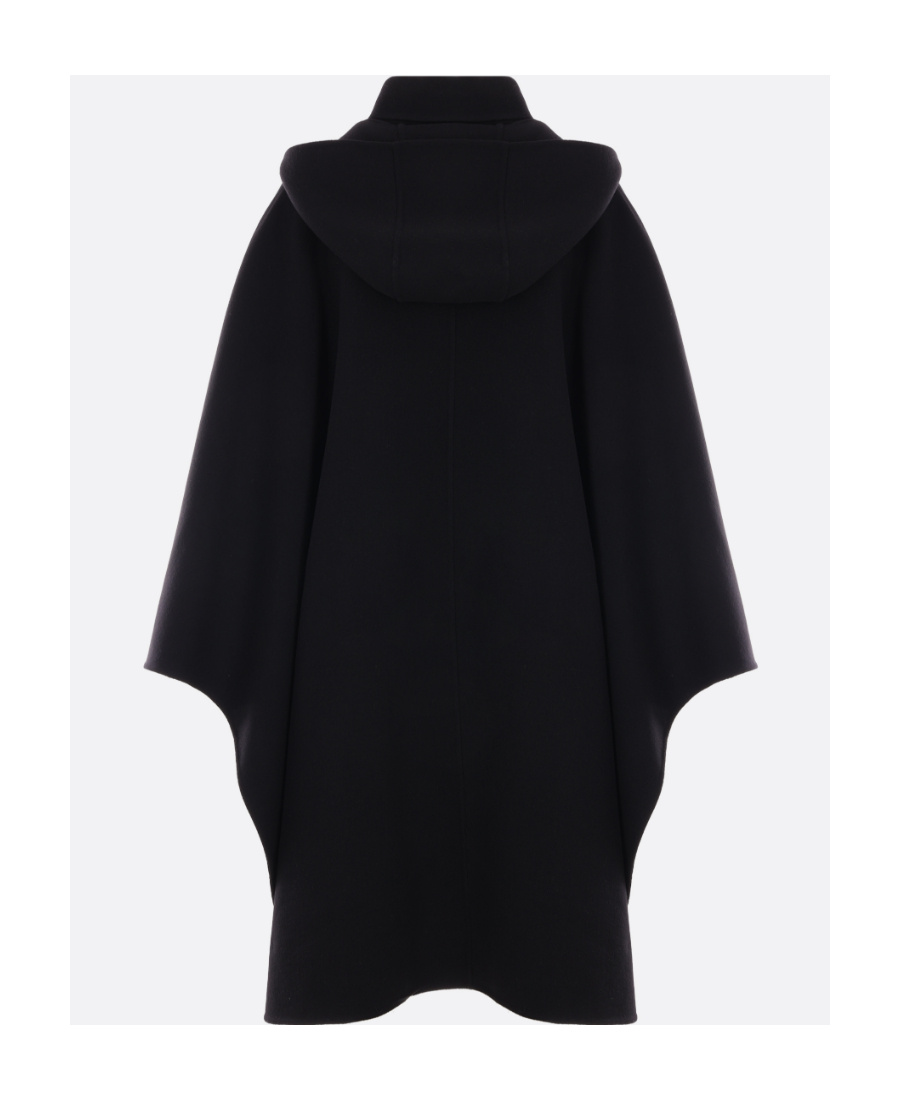 Chloé Hooded Cape Coat Black Size Xs/s 70% Wool, 30% Cashmere, Horn Bubalus Bubalis, Farmed, Coo India In Black
