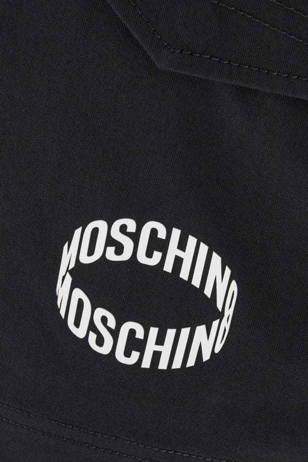 Moschino Logo Cargo Shorts With Pockets And Loops In Black