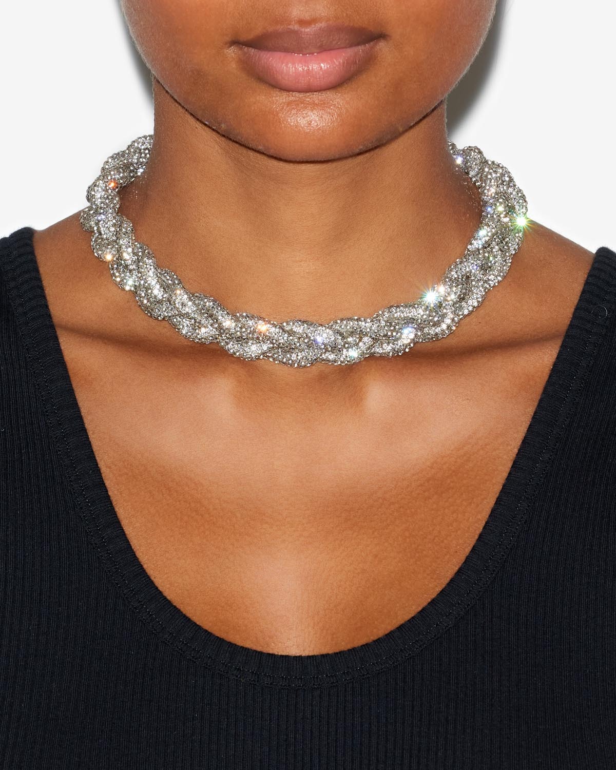 Isabel Marant Crystal-embellished Rope Chain Necklace In White