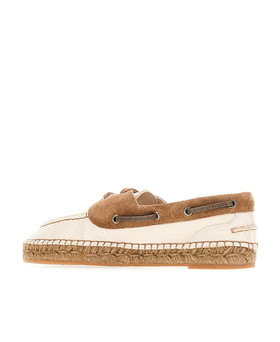 Brunello Cucinelli Panelled Lace-up Flat Shoes In Multicolor