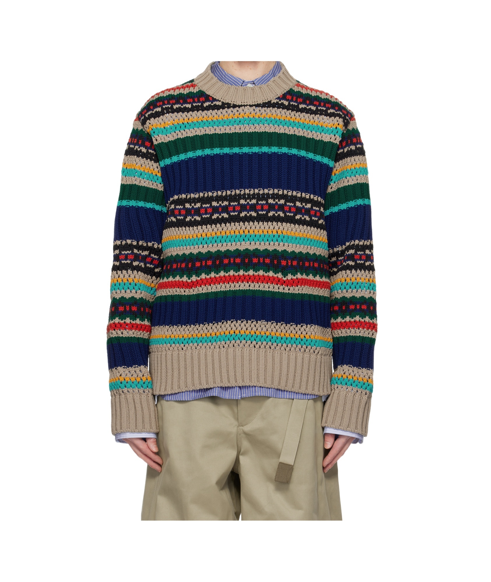 Sacai Multicolor Mesh Knit Sweater In Multicolor