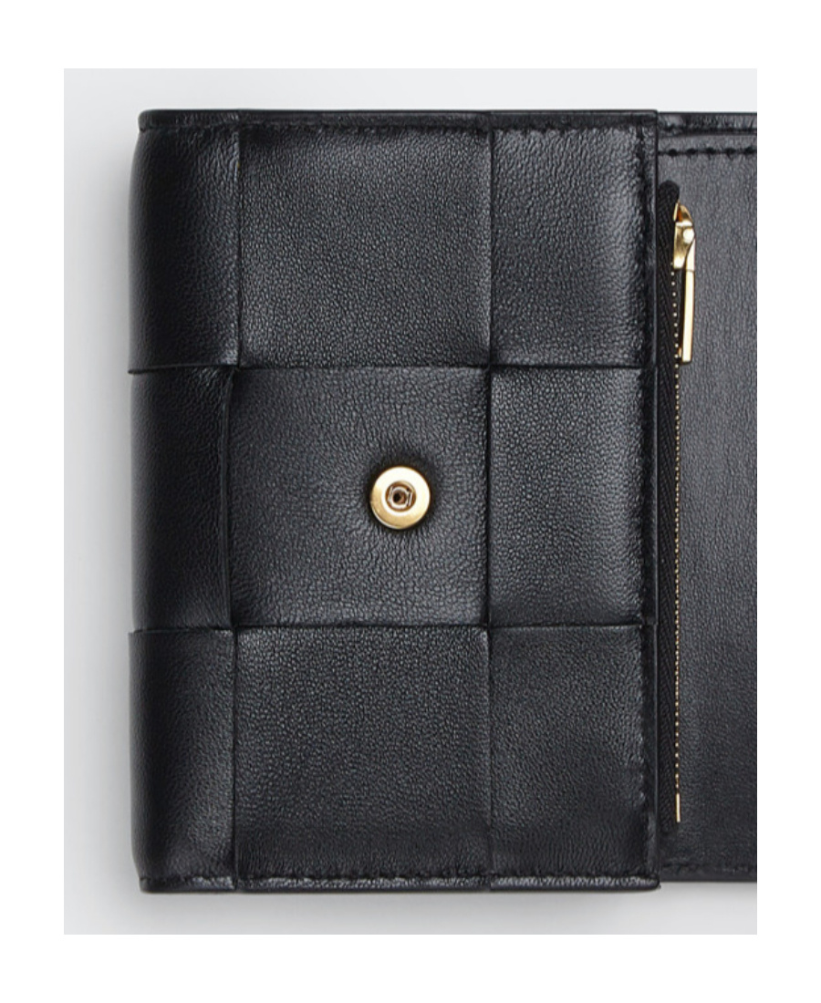 Bottega Veneta Intrecciato Tri-fold Mini Wallet In Black