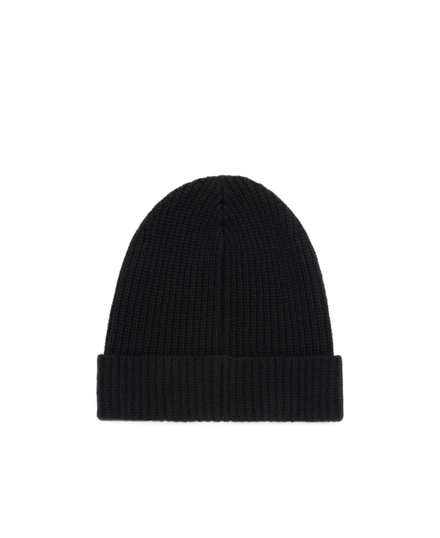 Celine Rib Embroidered Wool Hat In Black