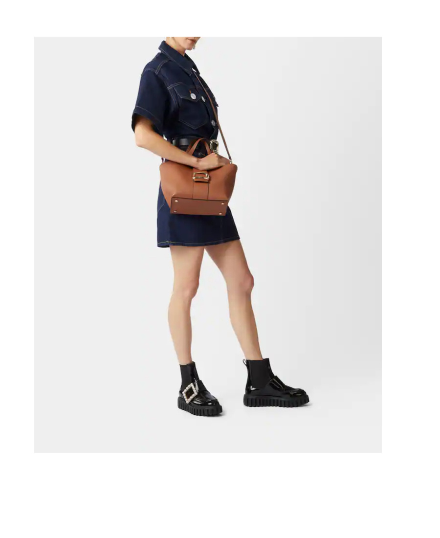 Shop Roger Vivier Viv' Choc Mini Shopping Bag In Leather In Brown