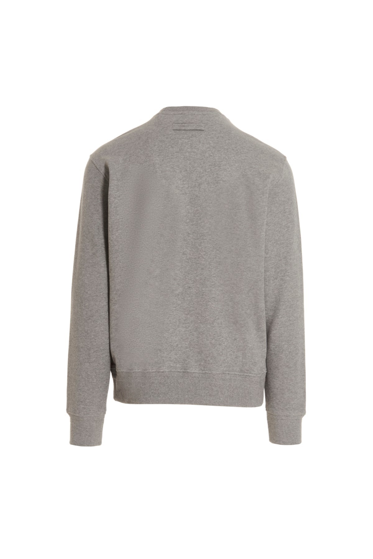 Zegna Rubberized Logo Crewneck Sweatshirt In Gray