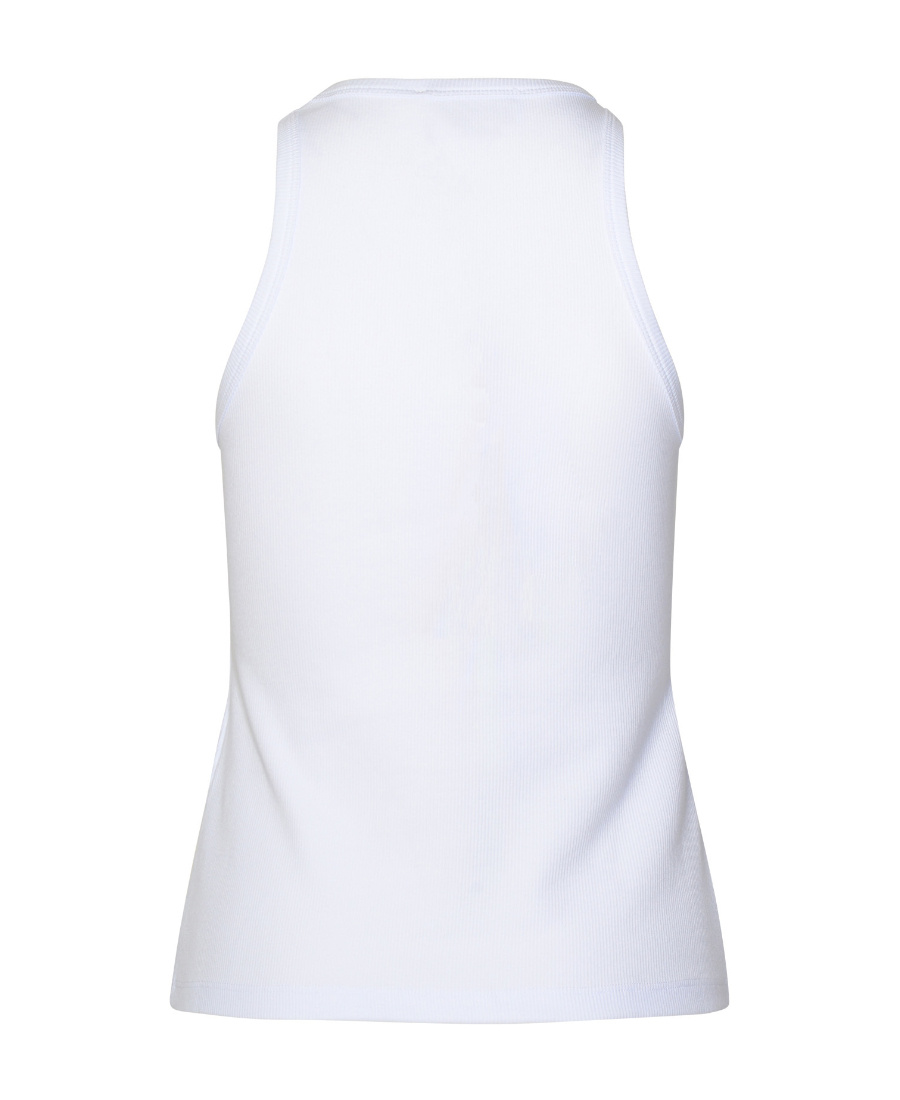 Msgm Embroidered-logo Ribbed Tank Top In White