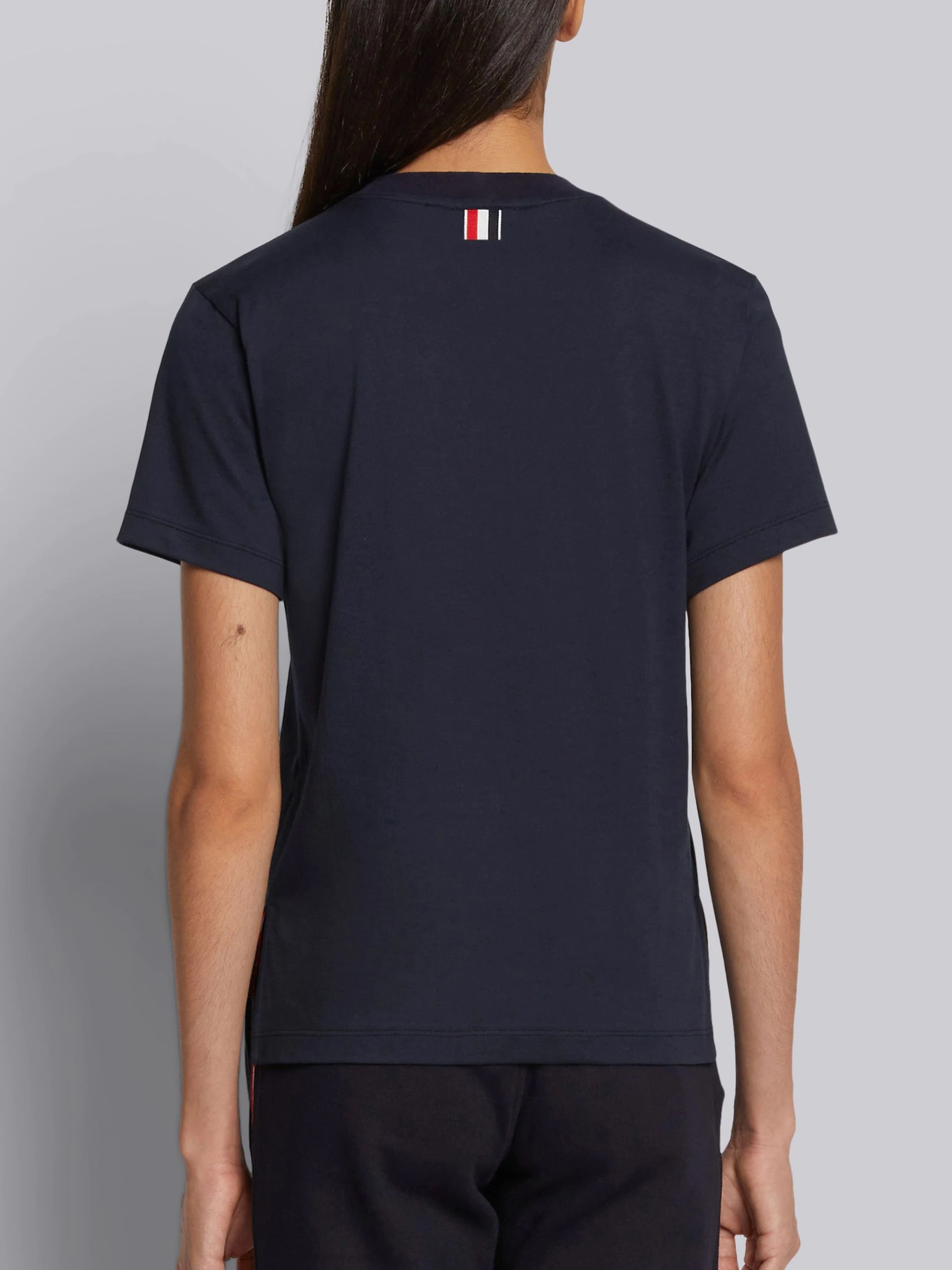 THOM BROWNE THOM BROWNE LOGO PATCH CREWNECK T-SHIRT