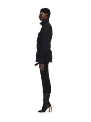 Off-white Belted Cotton-twill Jacket In Black