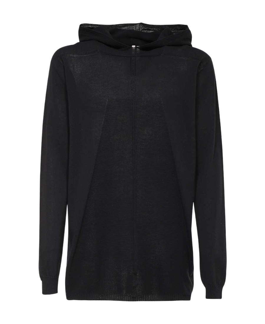 Rick Owens Organic-cotton Fine-knit Hoodie In Black