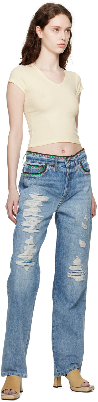 FRAME IMITATION OLD STRAIGHT DENIM TROUSERS 