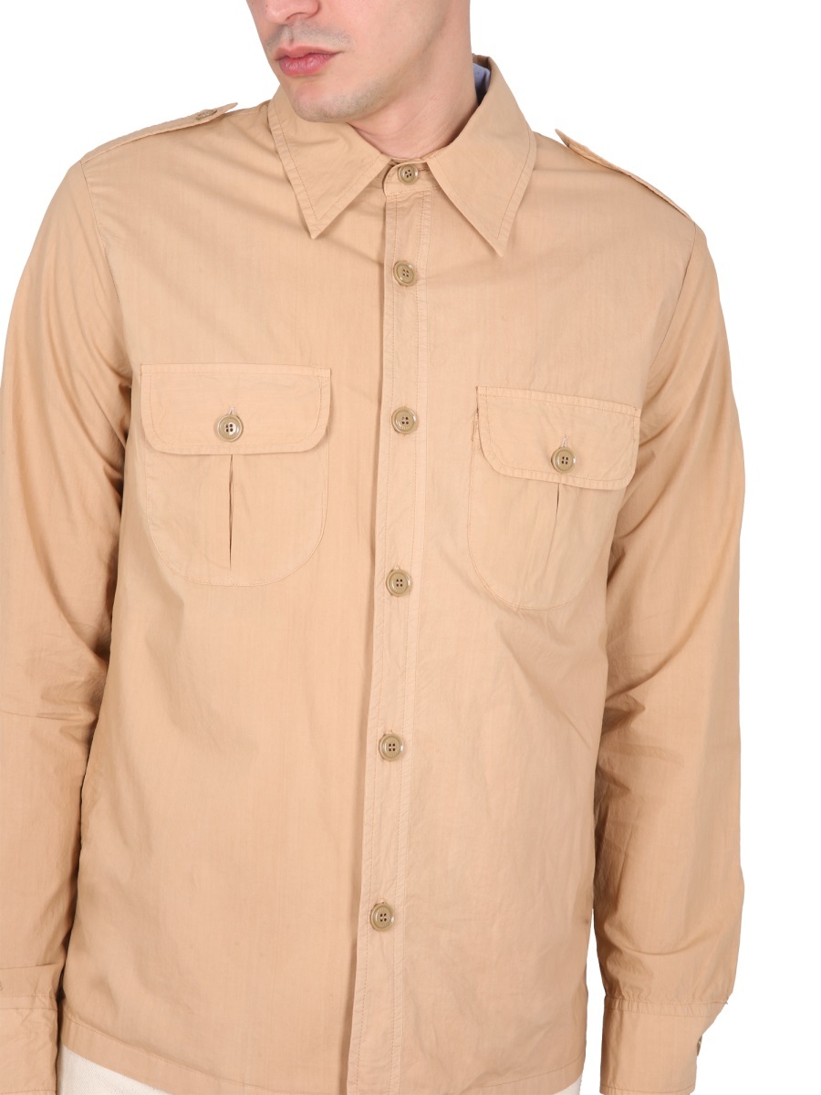 Aspesi Long-sleeve Cotton Shirt In Nude