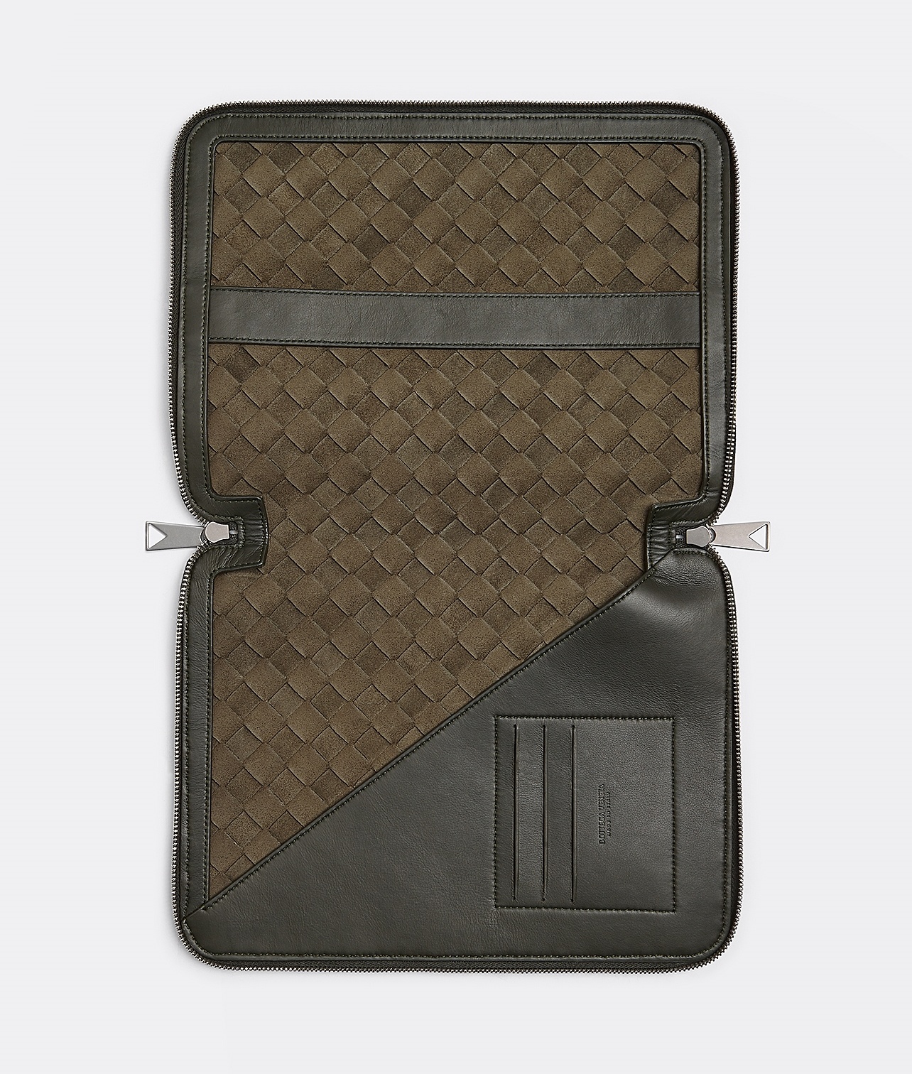 Bottega Veneta Intreacciato Zip-around Laptop Case In Green