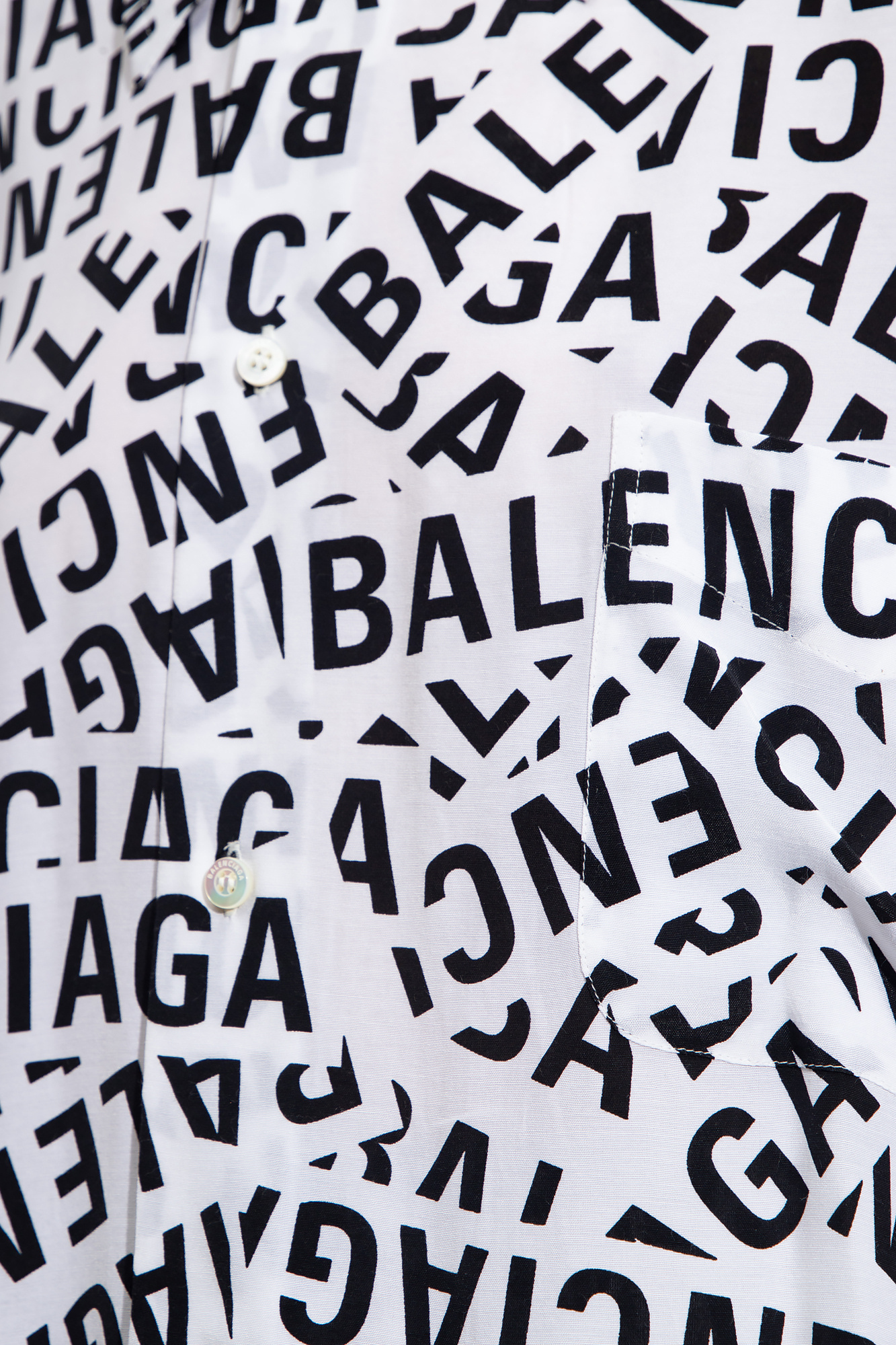 BALENCIAGA OVERSIZED LOGO-PRINT COTTON SHIRT