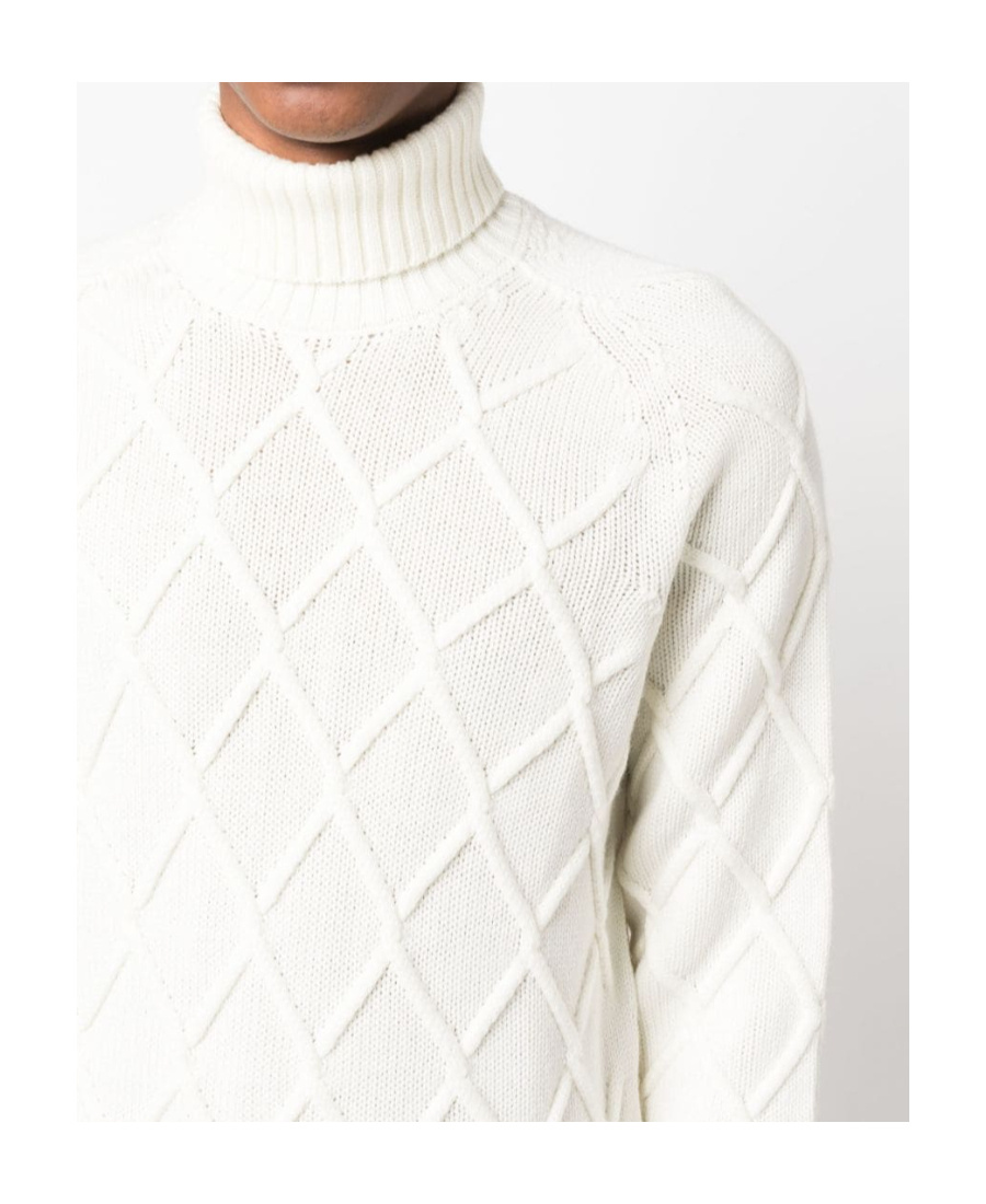 Drumohr Lattice-knit Merino Jumper In White