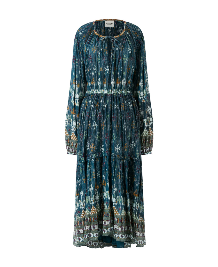 Shop Isabel Marant Étoile Fratela Cotton And Lurex Dress In Blue