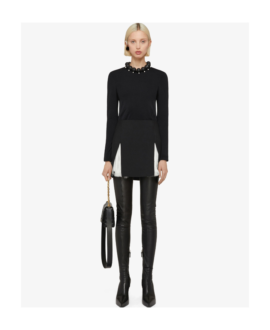 Givenchy Mini Skirt In Wool And Mohair With Contrasted Inserts In Black