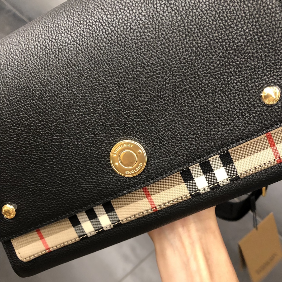 Burberry Note Medium Canvas And Leather Shoulder Bag In Black