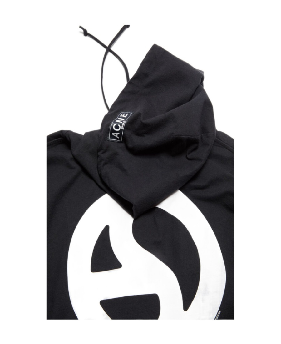 Shop Acne Studios Graphic-print Cotton Hoodie In Black