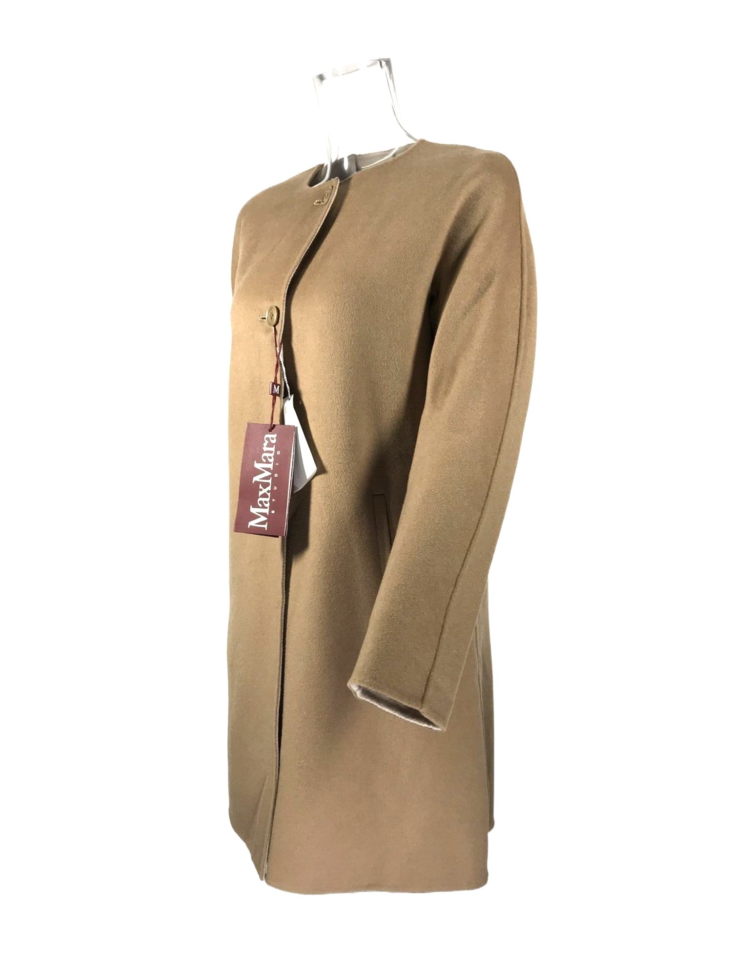 Max Mara Long-sleeved Round Collar Coat In Brown