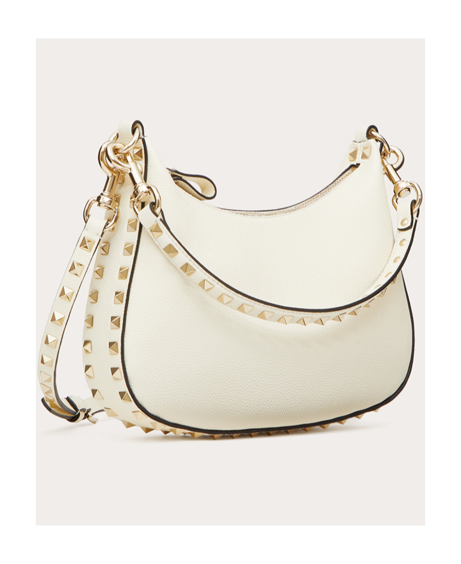 Valentino Small Rockstud Shoulder Bag In White
