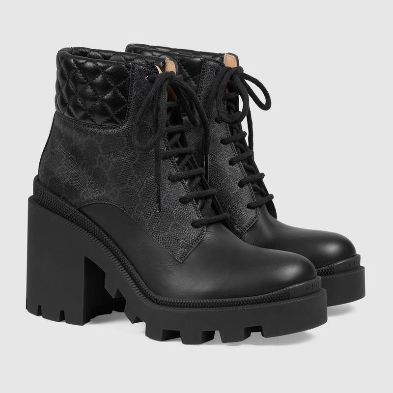 Gucci Gg Supreme Ankle Boots In Black