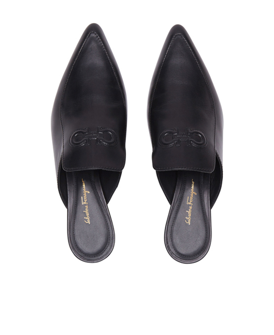 Ferragamo Logo Pointed Muller Shoes In Black | ModeSens display picture 1