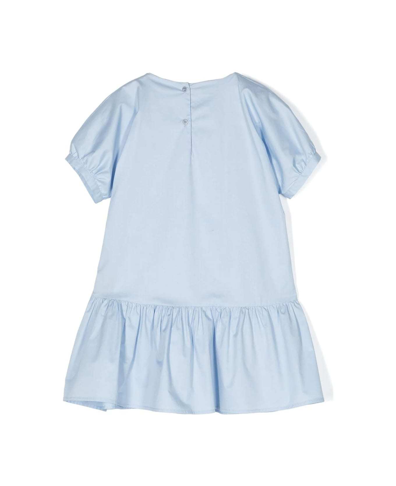 Il Gufo Ruffle-trim Cotton Dress In Blue