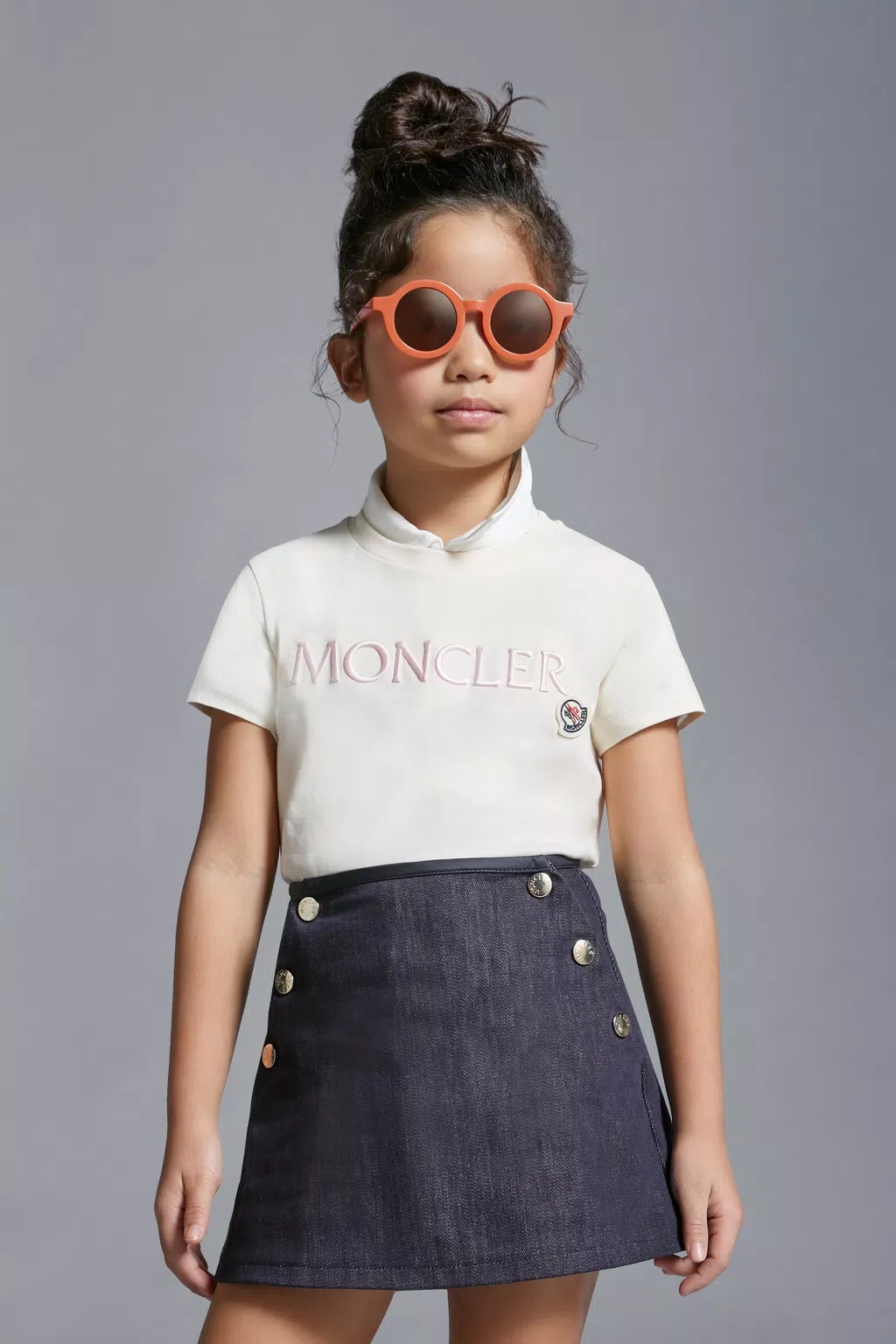 Moncler Embroidered-logo Cotton T-shirt In Nude