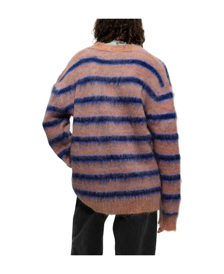 Marni Relaxed-fit Striped Mohair And Wool-blend Cardigan In Brown