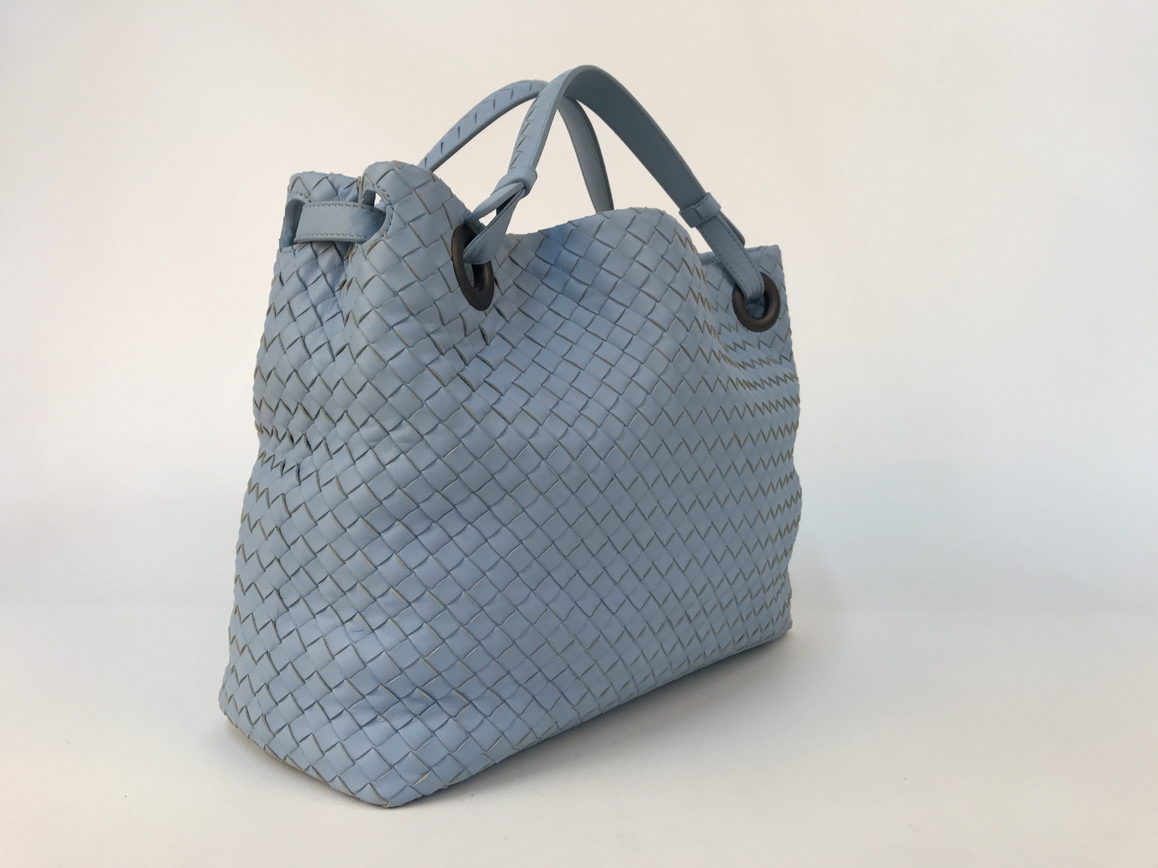 Shop Bottega Veneta Weave A Handbag In Gray