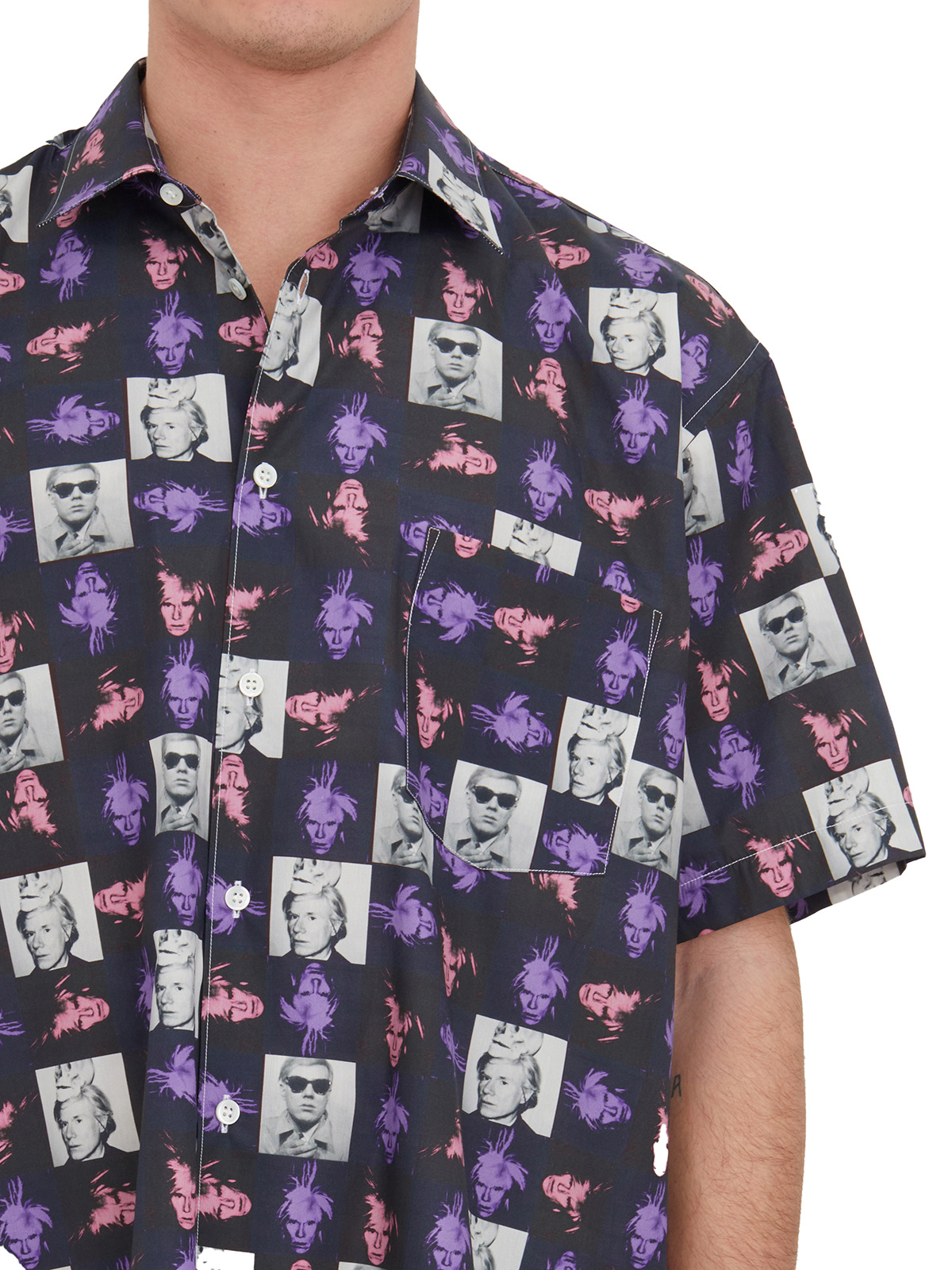 Comme Des Garçons Short-sleeved Shirt With Andy Warhol Print In Black