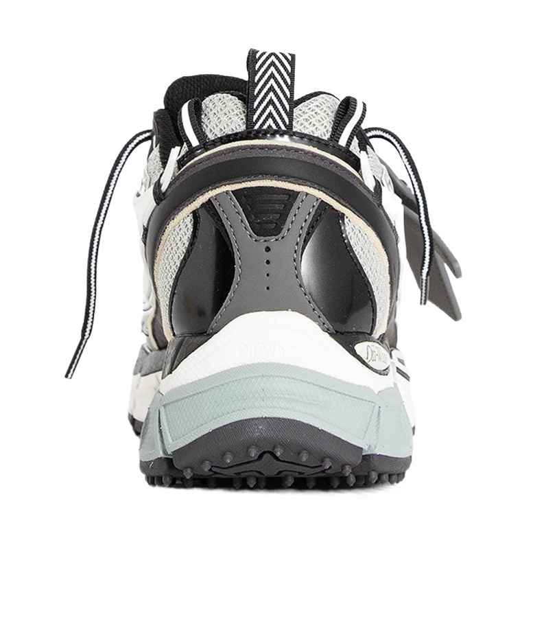 Off-white Ow Be Right Back Grey Low Top Sneakers With Zip-tie Detail In Mesh And Leather Man In White
