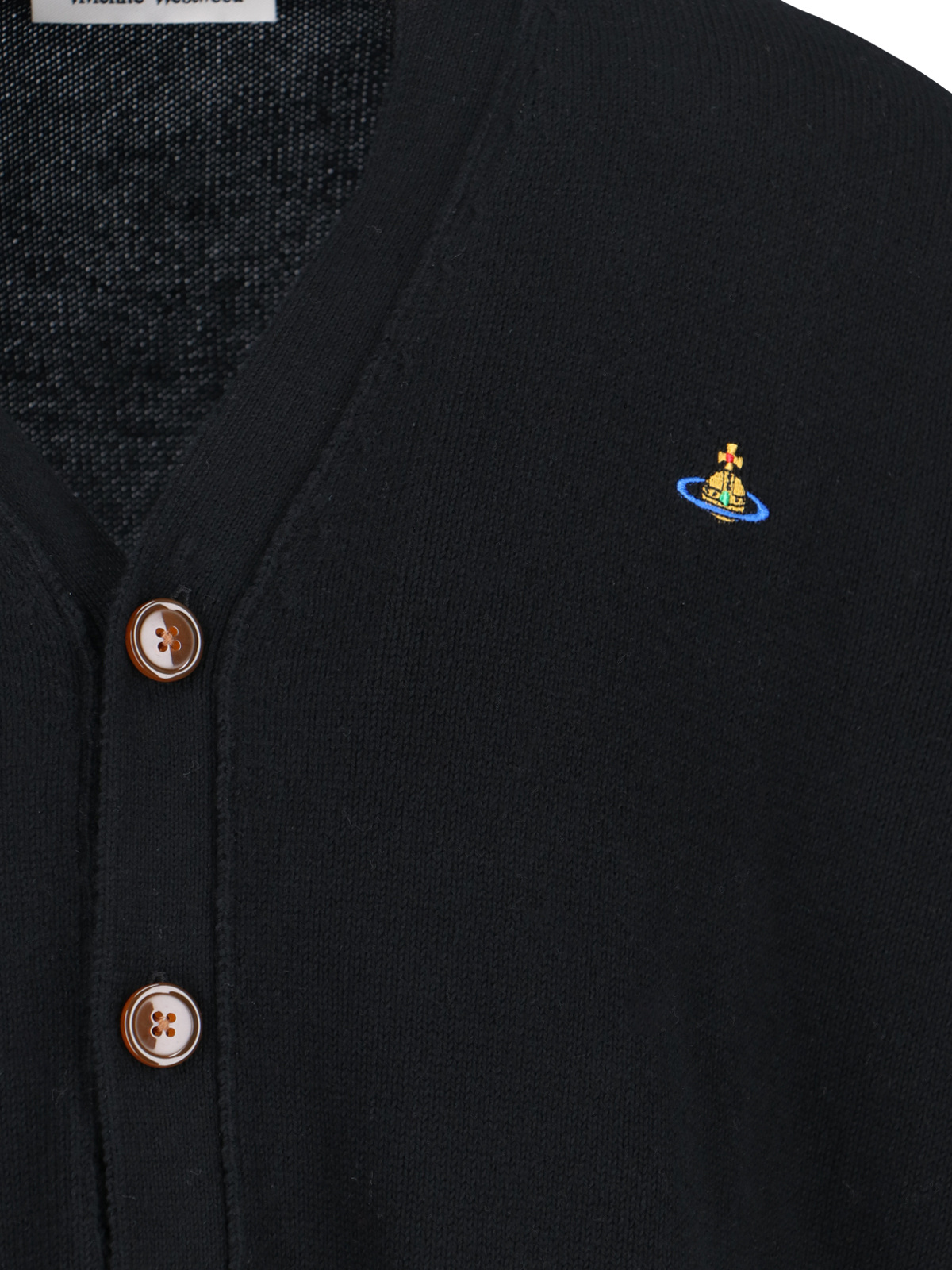 Shop Vivienne Westwood V-neck Fine-knit Cardigan In Black