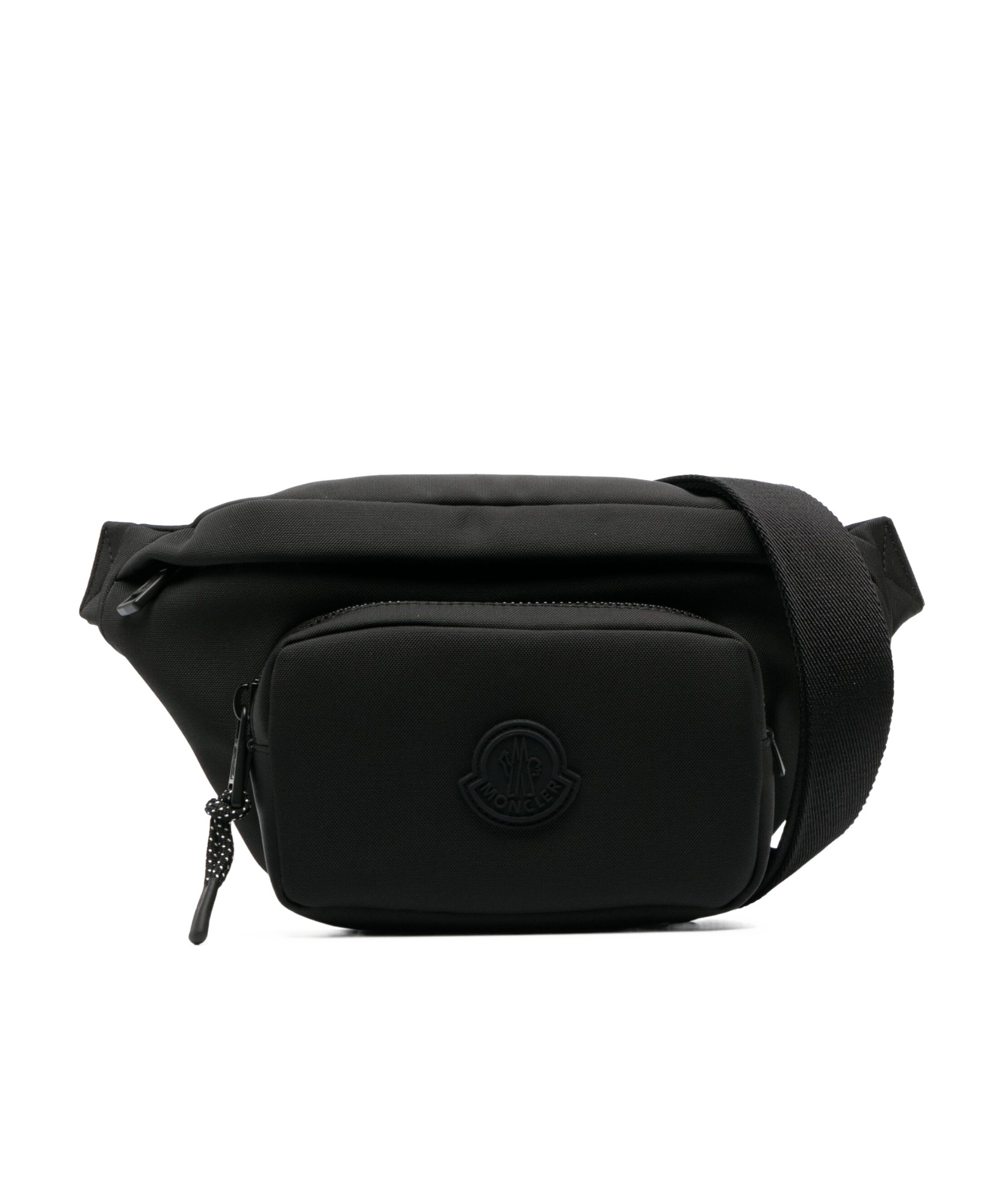 Moncler Waist Strap Leather Trim Messenger Bag In Black