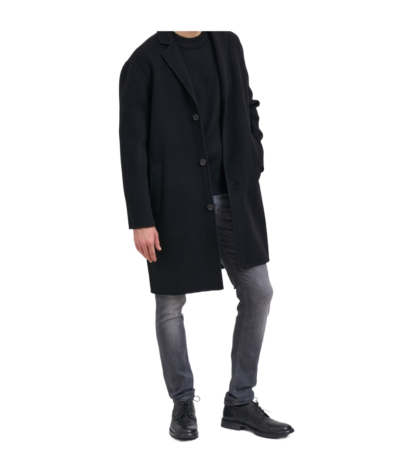 Paolo Pecora Long-sleeved Coat In Black
