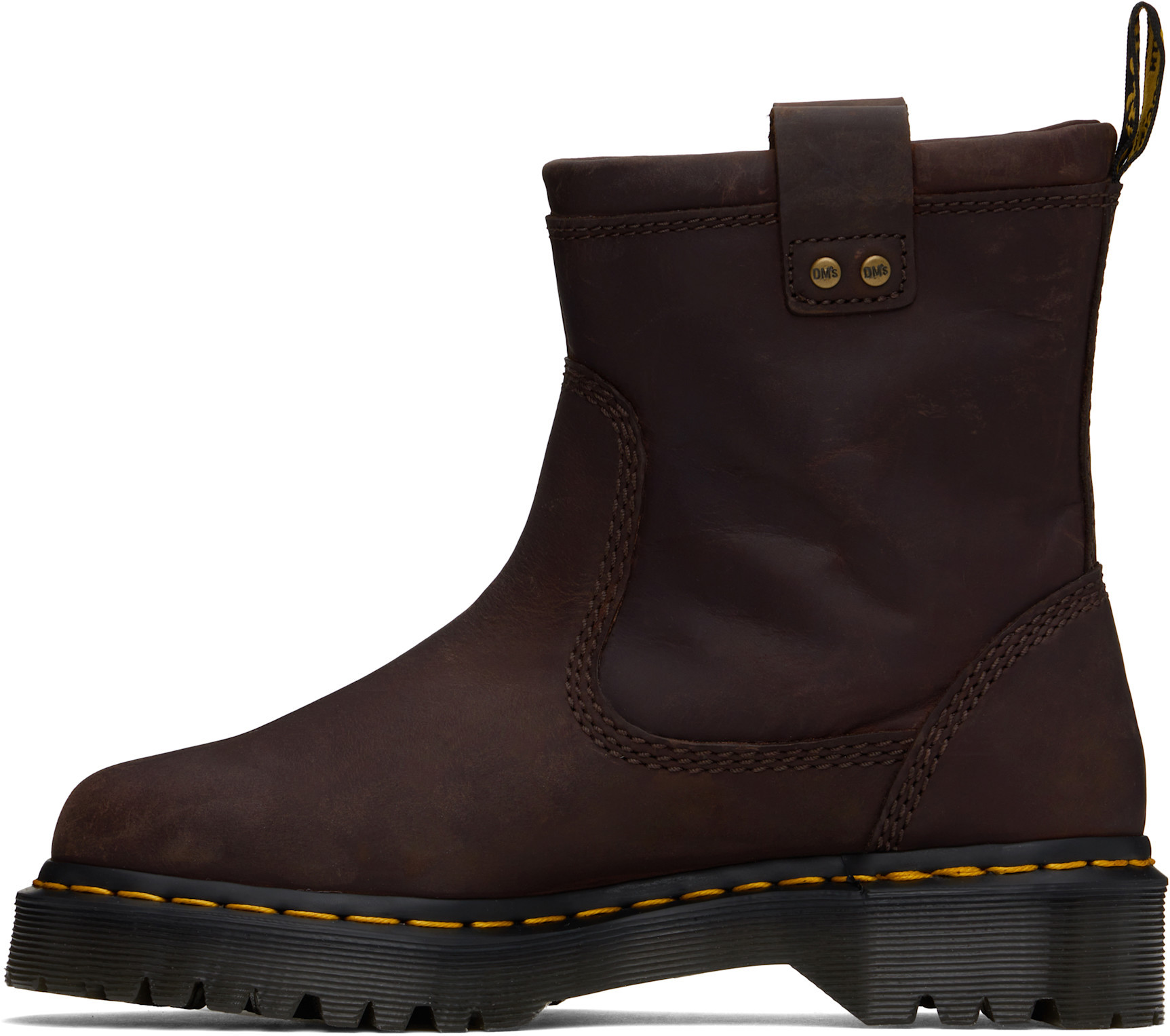 Dr. Martens' Brown Anistone Lo Leather Biker Boots In Black