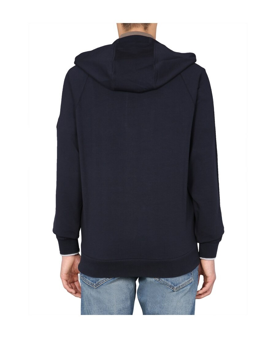 Zegna Logo Zipper Hooded Casual Jacket In Black