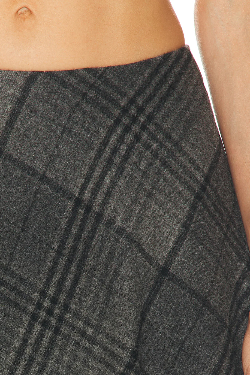 Ralph Lauren Dark Grey Check Pattern Wrap Skirt In Black