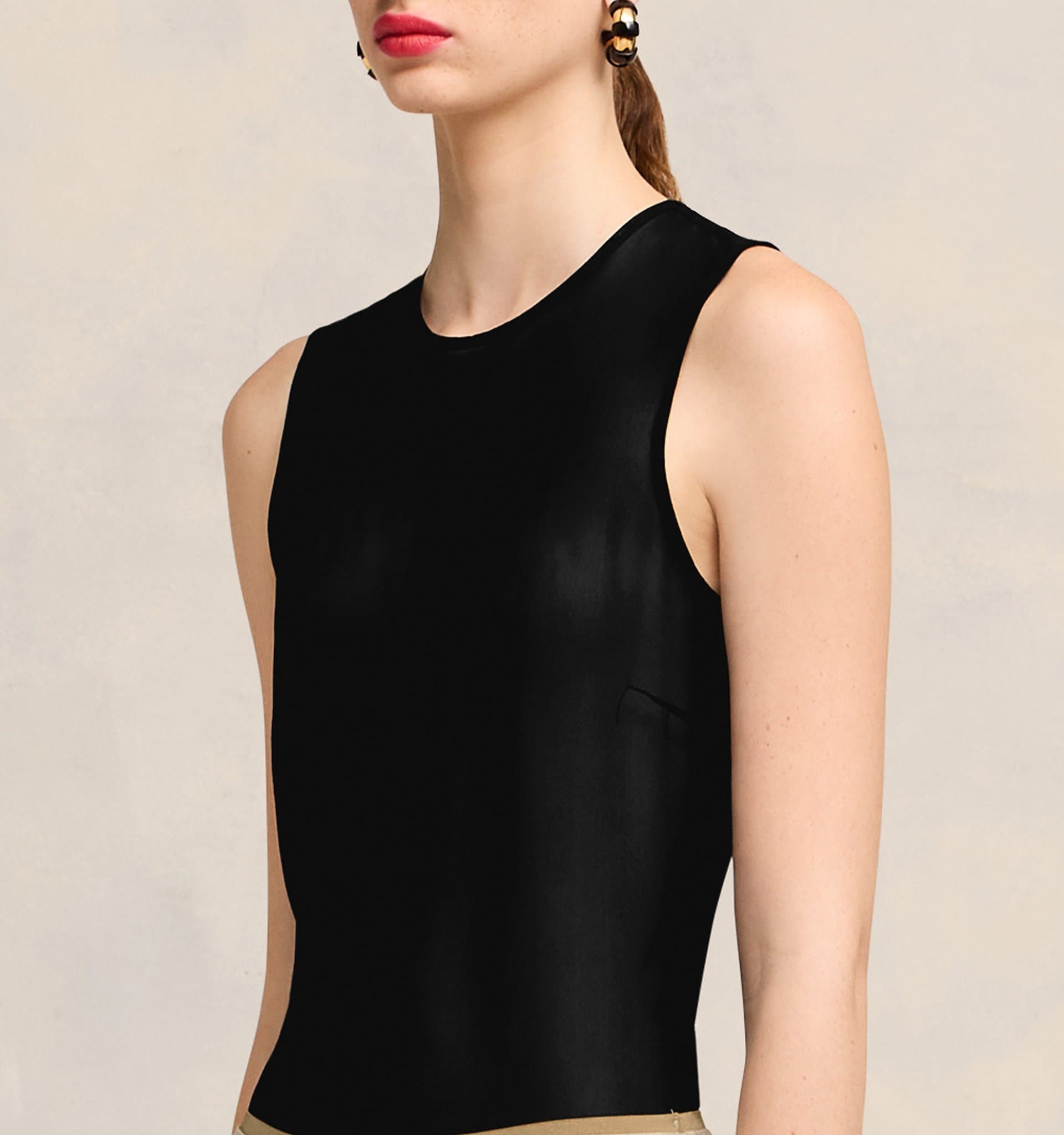 Ami Alexandre Mattiussi Ami Paris Semi-sheer Sleeveless Top In Black