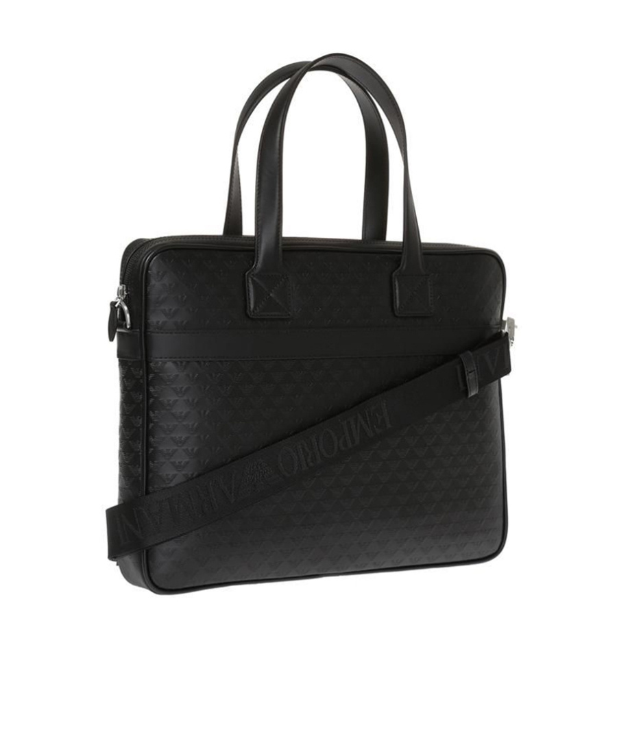 Emporio Armani Logo Zipper Satchel In Black