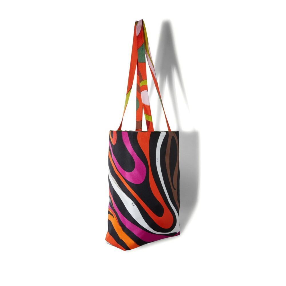 Pucci Gallery Silk Tote Bag In Black