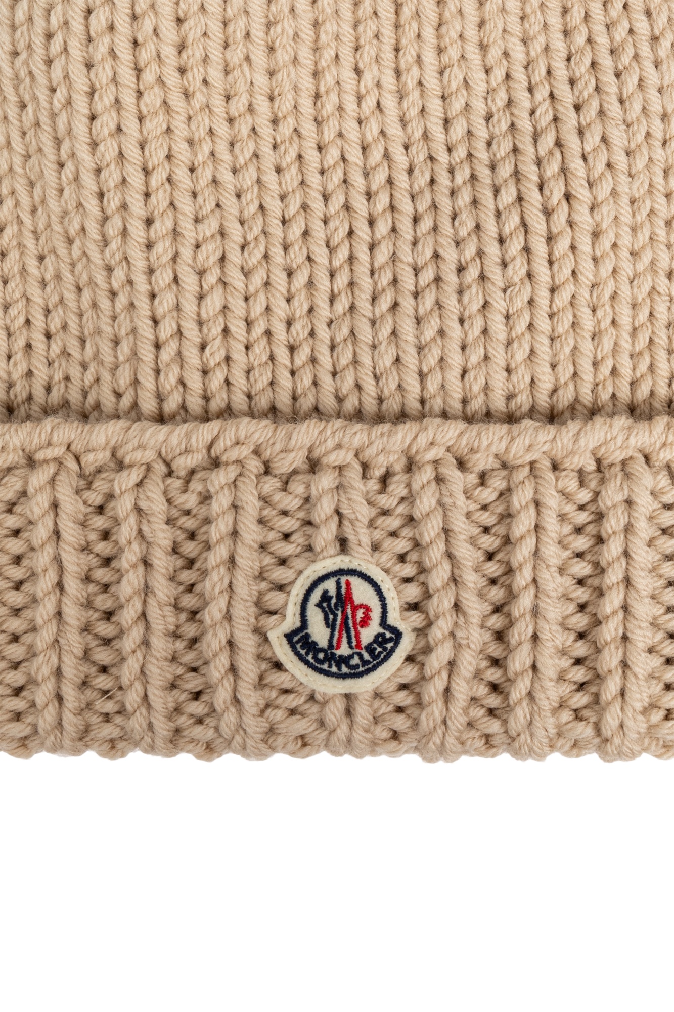 MONCLER MONCLER ENFANT LOGO PATCH RIBBED BEANIE