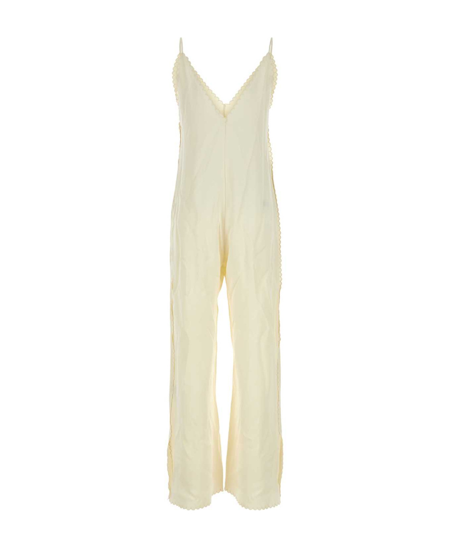 Jil Sander Ivory Satin Jumpsuit In Nude