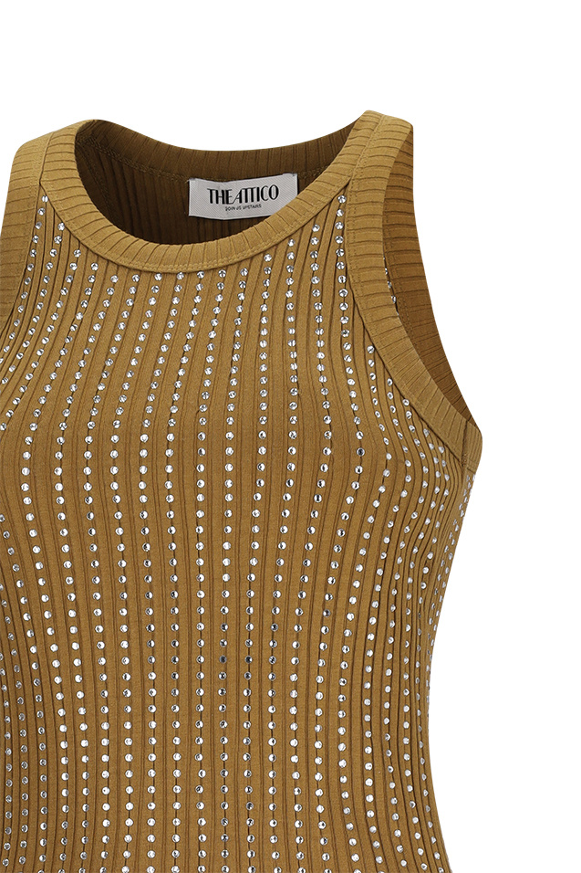 Attico Sleeveless Dress In Brown