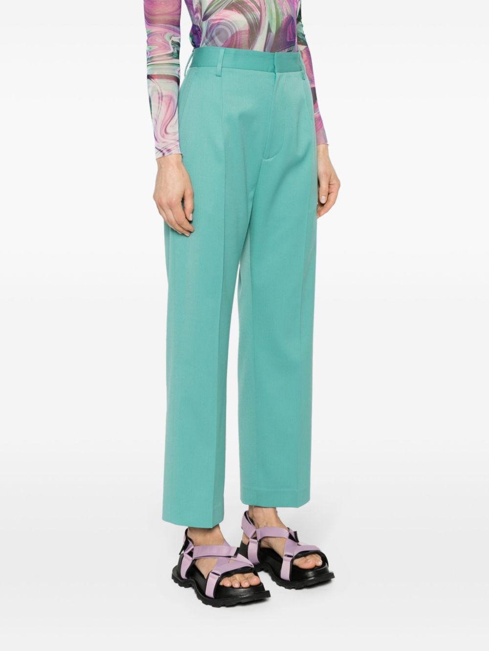Mm6 Maison Margiela Single-stitch Tapered Trousers In Green