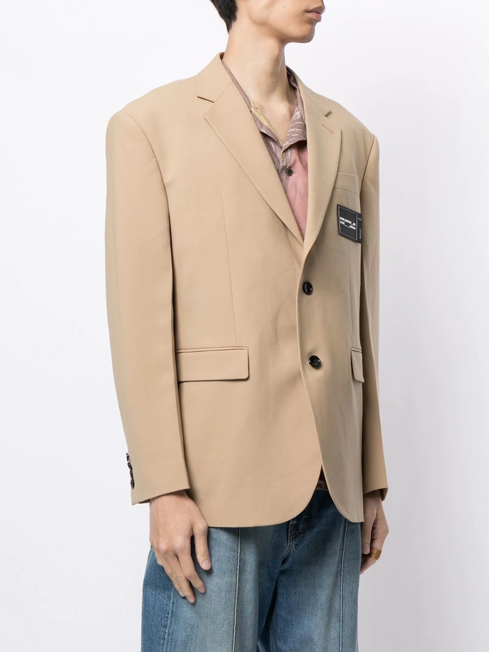 We11 Done Logo-patch Single-breasted Blazer In Nude