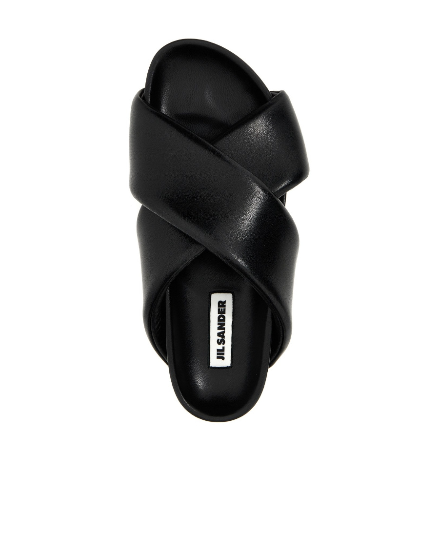 Jil Sander Black Sandals With Criss Cros Bands In Black
